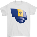 Curled Barbados Flag Barbadians Day Football Mens T-Shirt 100% Cotton White