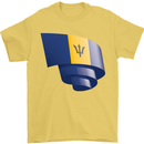 Curled Barbados Flag Barbadians Day Football Mens T-Shirt 100% Cotton Yellow