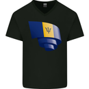 Curled Barbados Flag Barbadians Day Football Mens V-Neck Cotton T-Shirt Black