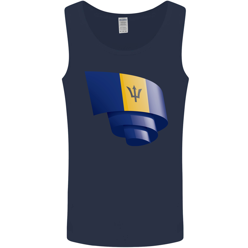 Curled Barbados Flag Barbadians Day Football Mens Vest Tank Top Navy Blue