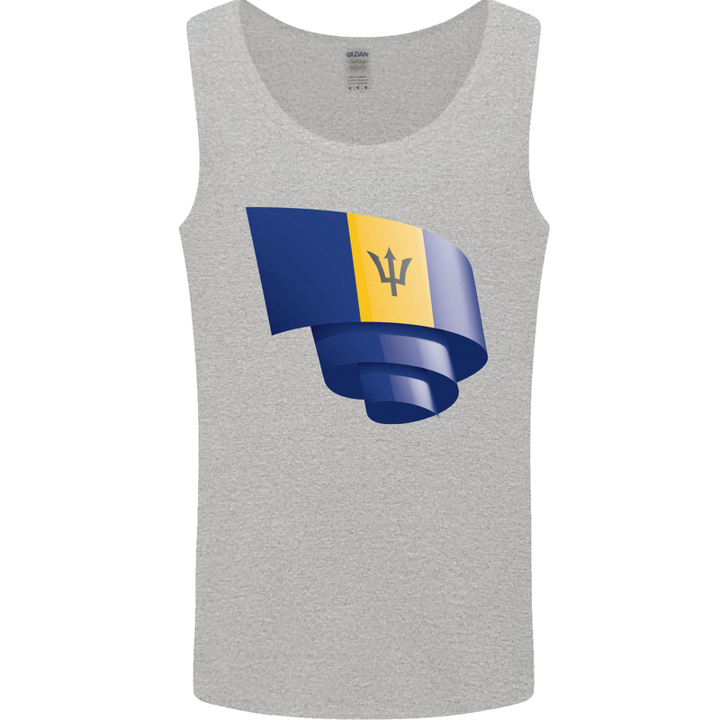 Curled Barbados Flag Barbadians Day Football Mens Vest Tank Top Sports Grey