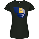 Curled Barbados Flag Barbadians Day Football Womens Petite Cut T-Shirt Black
