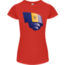 Curled Barbados Flag Barbadians Day Football Womens Petite Cut T-Shirt Red