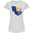 Curled Barbados Flag Barbadians Day Football Womens Petite Cut T-Shirt White