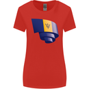 Curled Barbados Flag Barbadians Day Football Womens Wider Cut T-Shirt Red