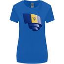 Curled Barbados Flag Barbadians Day Football Womens Wider Cut T-Shirt Royal Blue