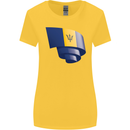 Curled Barbados Flag Barbadians Day Football Womens Wider Cut T-Shirt Yellow