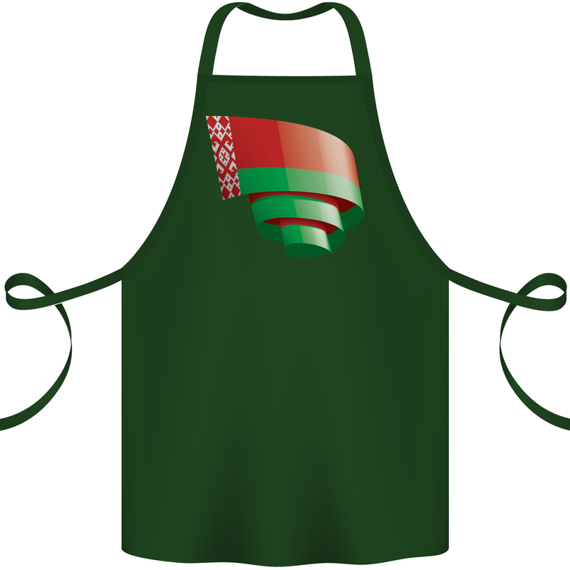 Curled Belarus Flag Belarusian Day Football Cotton Apron 100% Organic Forest Green