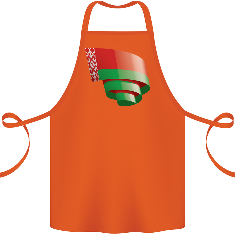 Curled Belarus Flag Belarusian Day Football Cotton Apron 100% Organic Orange