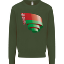 Curled Belarus Flag Belarusian Day Football Kids Sweatshirt Jumper Forest Green
