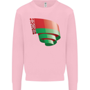 Curled Belarus Flag Belarusian Day Football Kids Sweatshirt Jumper Light Pink