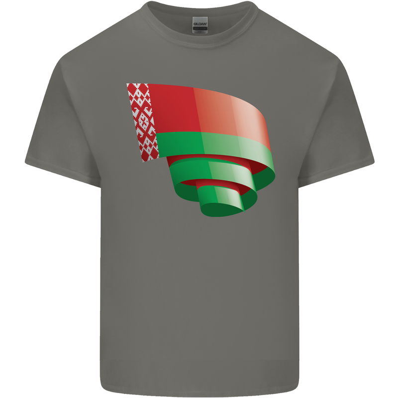 Curled Belarus Flag Belarusian Day Football Kids T-Shirt Childrens Charcoal