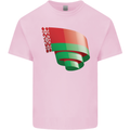 Curled Belarus Flag Belarusian Day Football Kids T-Shirt Childrens Light Pink