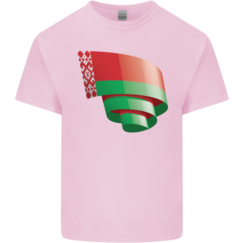 Curled Belarus Flag Belarusian Day Football Kids T-Shirt Childrens Light Pink