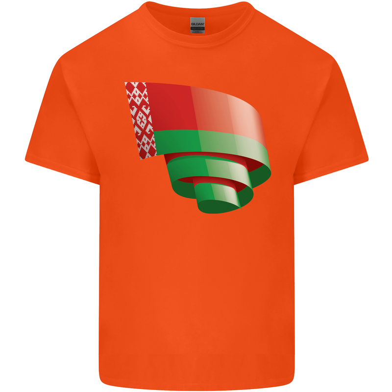 Curled Belarus Flag Belarusian Day Football Kids T-Shirt Childrens Orange