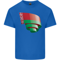 Curled Belarus Flag Belarusian Day Football Kids T-Shirt Childrens Royal Blue