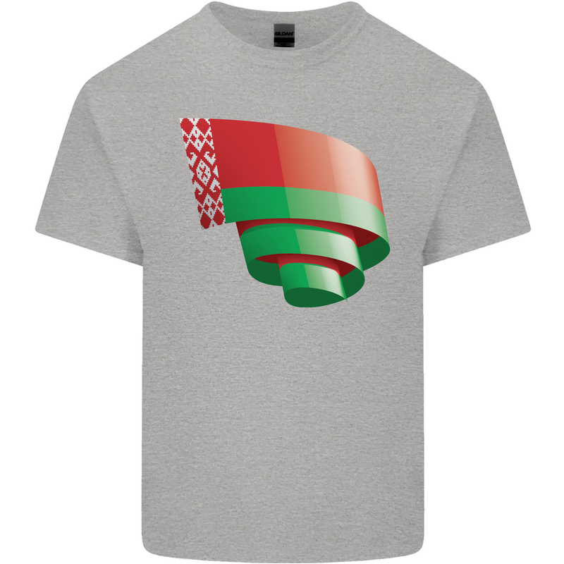 Curled Belarus Flag Belarusian Day Football Kids T-Shirt Childrens Sports Grey