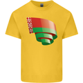 Curled Belarus Flag Belarusian Day Football Kids T-Shirt Childrens Yellow