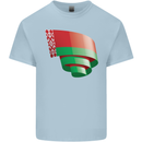 Curled Belarus Flag Belarusian Day Football Mens Cotton T-Shirt Tee Top Light Blue