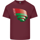 Curled Belarus Flag Belarusian Day Football Mens Cotton T-Shirt Tee Top Maroon