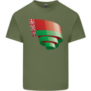 Curled Belarus Flag Belarusian Day Football Mens Cotton T-Shirt Tee Top Military Green