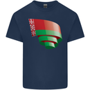 Curled Belarus Flag Belarusian Day Football Mens Cotton T-Shirt Tee Top Navy Blue