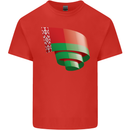 Curled Belarus Flag Belarusian Day Football Mens Cotton T-Shirt Tee Top Red