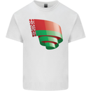 Curled Belarus Flag Belarusian Day Football Mens Cotton T-Shirt Tee Top White