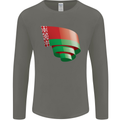 Curled Belarus Flag Belarusian Day Football Mens Long Sleeve T-Shirt Charcoal