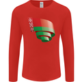 Curled Belarus Flag Belarusian Day Football Mens Long Sleeve T-Shirt Red