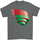 Curled Belarus Flag Belarusian Day Football Mens T-Shirt 100% Cotton Charcoal
