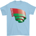 Curled Belarus Flag Belarusian Day Football Mens T-Shirt 100% Cotton Light Blue