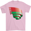Curled Belarus Flag Belarusian Day Football Mens T-Shirt 100% Cotton Light Pink