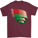Curled Belarus Flag Belarusian Day Football Mens T-Shirt 100% Cotton Maroon