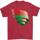 Curled Belarus Flag Belarusian Day Football Mens T-Shirt 100% Cotton Red