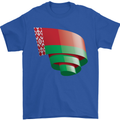 Curled Belarus Flag Belarusian Day Football Mens T-Shirt 100% Cotton Royal Blue