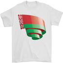 Curled Belarus Flag Belarusian Day Football Mens T-Shirt 100% Cotton White