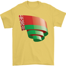 Curled Belarus Flag Belarusian Day Football Mens T-Shirt 100% Cotton Yellow