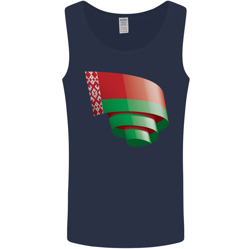 Curled Belarus Flag Belarusian Day Football Mens Vest Tank Top Navy Blue