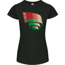 Curled Belarus Flag Belarusian Day Football Womens Petite Cut T-Shirt Black