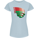 Curled Belarus Flag Belarusian Day Football Womens Petite Cut T-Shirt Light Blue