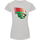 Curled Belarus Flag Belarusian Day Football Womens Petite Cut T-Shirt Sports Grey