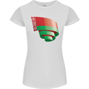 Curled Belarus Flag Belarusian Day Football Womens Petite Cut T-Shirt White