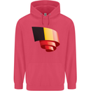 Curled Belgium Flag Belgian Day Football Childrens Kids Hoodie Heliconia