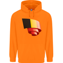 Curled Belgium Flag Belgian Day Football Childrens Kids Hoodie Orange