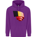 Curled Belgium Flag Belgian Day Football Childrens Kids Hoodie Purple