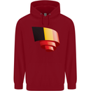 Curled Belgium Flag Belgian Day Football Childrens Kids Hoodie Red