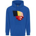 Curled Belgium Flag Belgian Day Football Childrens Kids Hoodie Royal Blue