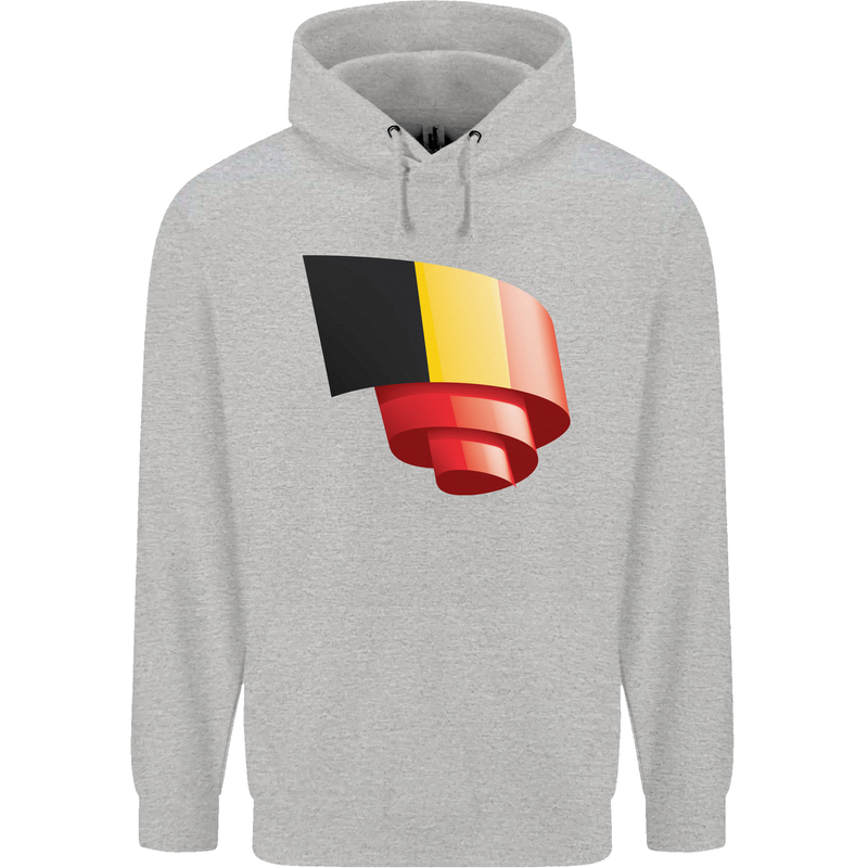Curled Belgium Flag Belgian Day Football Childrens Kids Hoodie Sports Grey