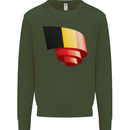 Curled Belgium Flag Belgian Day Football Kids Sweatshirt Jumper Forest Green